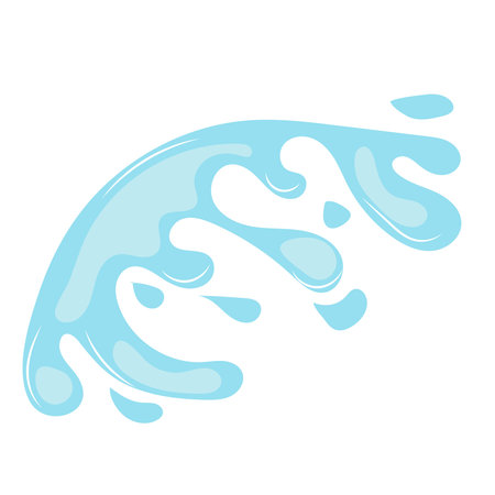 Water or oil splash icon. Icon of flowing drop, wave, splash, splash of nature isolated on white background. Dripping liquid. Water spill. A drop of rain and a drop of sweat.のイラスト素材