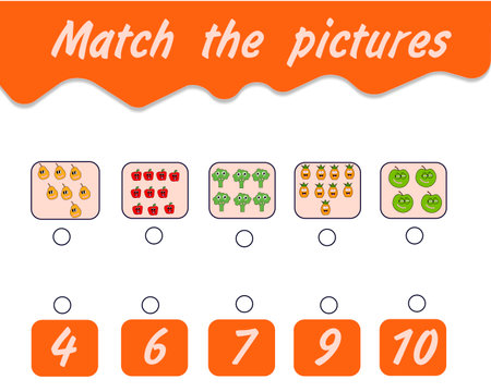additional education. Math activity sheet. Counting educational kids game, kids math activity sheet. compare picturesのイラスト素材