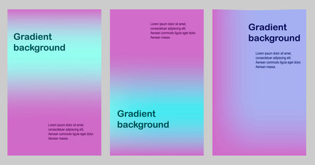 Set of gradient backgrounds in lilac and turquoise colors. For covers, wallpapers, branding, social media and other projects. For the web and print.のイラスト素材