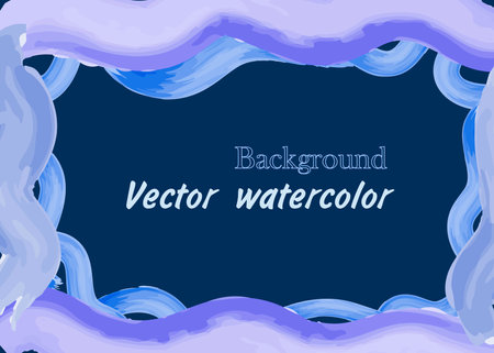 Minimalist abstract blue rectangular background with watercolor vector blots in the sea for a postcard, poster or brochure.のイラスト素材