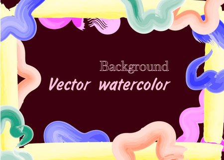 Minimalist abstract bright rectangular background with watercolor vector blots in trendy palette for postcard, poster or brochureのイラスト素材