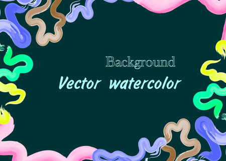 Minimalist abstract bright rectangular dark green background with watercolor vector blots in trendy palette for postcard, poster or brochureのイラスト素材