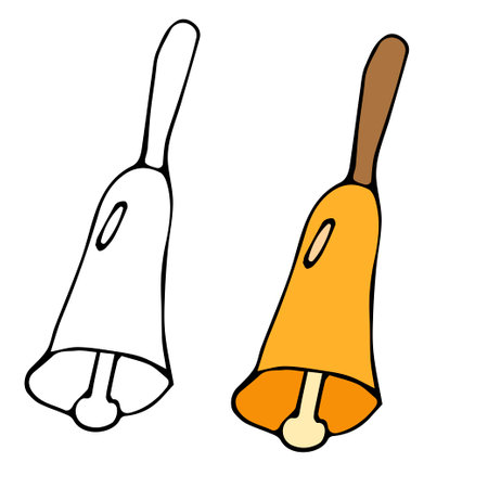 Hand drawn doodle for school. school bell. vector illustration.のイラスト素材