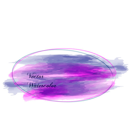 Oval frame template with pink and blue watercolor strokes to create your design. vector illustration.のイラスト素材