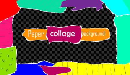 Background collage with vintage paper element. Torn shape craft notepad with drawing illustration. vector illustration.のイラスト素材