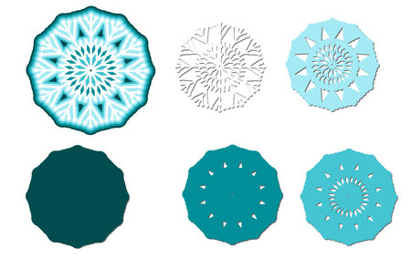 Openwork winter pattern in a snowflake. 3D design for laser cutting. Multilayer decorative craft.のイラスト素材