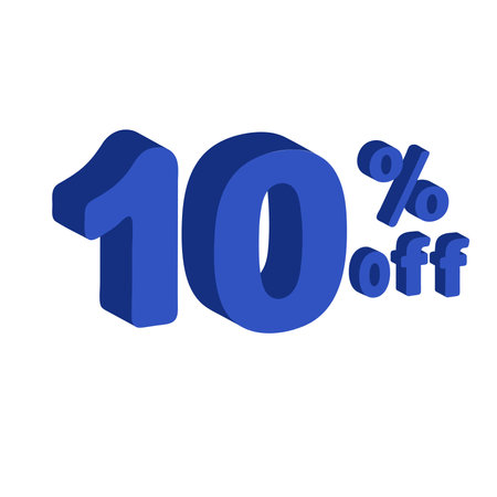 Discount numbers 3d vector. Sales percentage figures set in 3D style, isolated on a white background. 10 percent discount.のイラスト素材