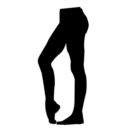 Vector silhouette of a girl's graceful legs in a ballet position, black outline on a white backgroundのイラスト素材