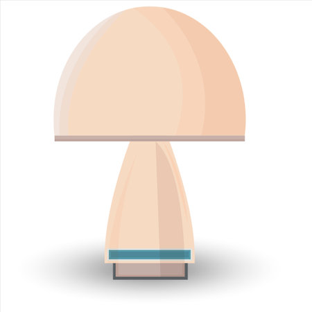 Vector stylized beige table lamp with a blue stripe on a stand on a white backgroundのイラスト素材