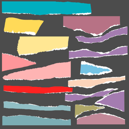 A large set for a collage made from paper scraps. The vector image is the embodiment of the idea of breaking down barriers and creating something new from the fragments of the past.のイラスト素材