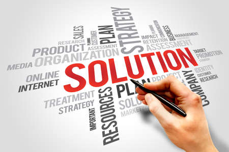 SOLUTION word cloud, business conceptの写真素材