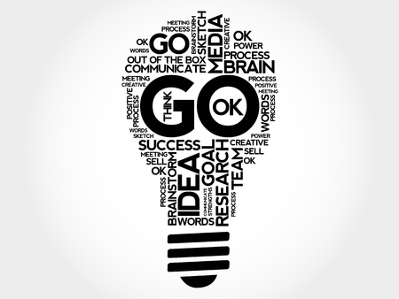 Go bulb word cloud, business conceptのイラスト素材