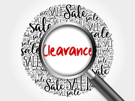 Clearance sale word cloud with magnifying glass, business conceptの写真素材
