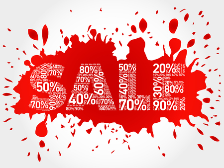 Sale percents composed in word cloud, business conceptのイラスト素材
