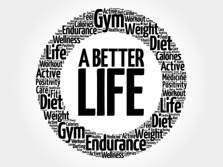 A Better Life circle word cloud, health conceptのイラスト素材