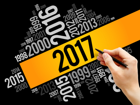 2017 Happy New Year and previous years word cloud collage