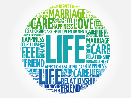 LIFE circle word cloud collage conceptのイラスト素材
