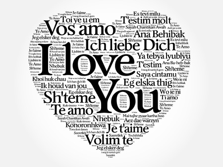 I Love You heart concept in all languages of the worldのイラスト素材