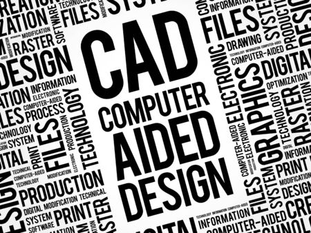 CAD - Computer Aided Design word cloud, business concept backgroundのイラスト素材