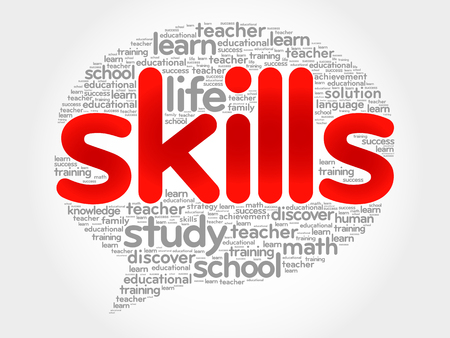 SKILLS Think Bubble word cloud, business conceptのイラスト素材