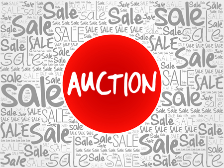 AUCTION words cloud, business concept backgroundのイラスト素材