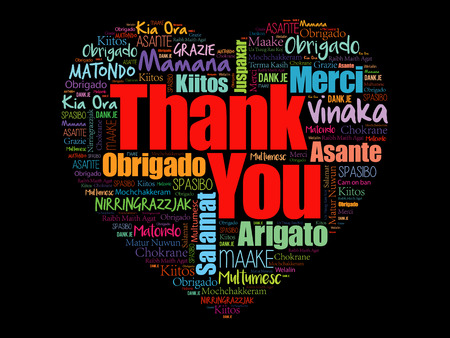 Thank You Love Heart Word Cloud in different languages, concept backgroundのイラスト素材