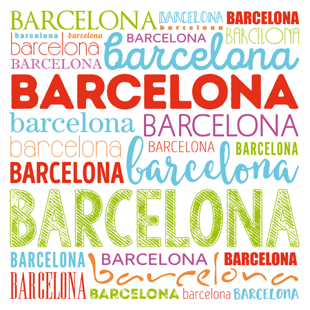 Barcelona wallpaper word cloud, travel concept backgroundのイラスト素材