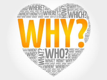 WHY? Question heart, Questions words concept backgroundのイラスト素材