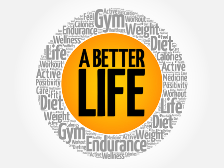 A better life circle stamp word cloud, health concept vector illustration.のイラスト素材