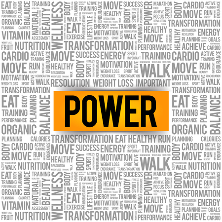 POWER word cloud, fitness, sport, health conceptのイラスト素材