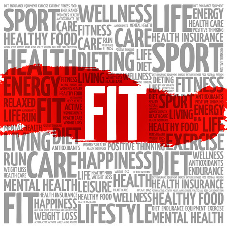 FIT word cloud collage, health concept backgroundのイラスト素材