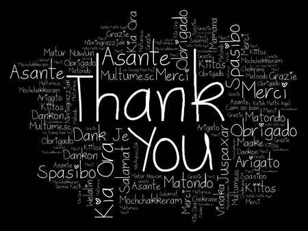Thank You word cloud in different languages, concept backgroundのイラスト素材