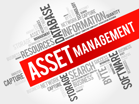 Asset Management word cloud collage, business concept background.