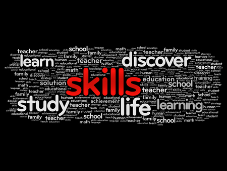 SKILLS word cloud collage, education concept backgroundのイラスト素材