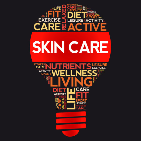 Skin care bulb word cloud collage, health concept backgroundのイラスト素材