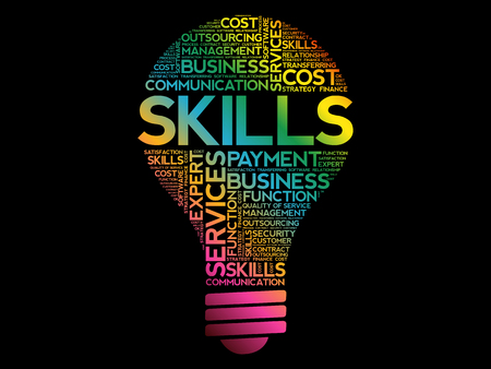 Skills bulb word cloud collage, business concept backgroundのイラスト素材