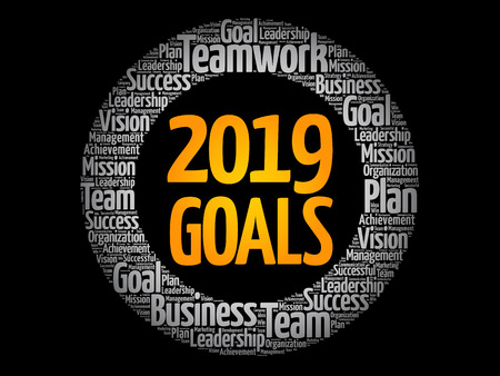 2019 Goals word cloud collage, business concept backgroundのイラスト素材