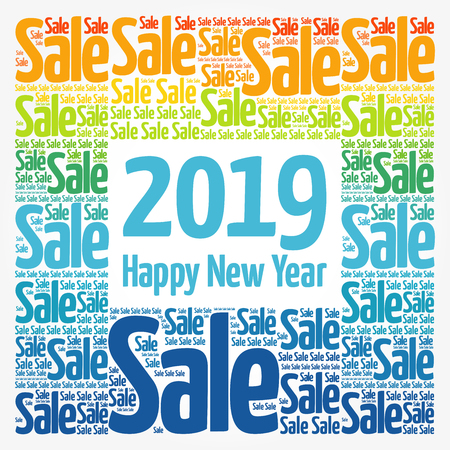 2019 Happy New Year SALE word cloud collage, business concept backgroundのイラスト素材