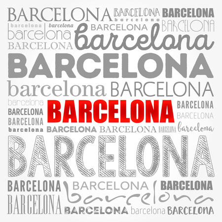 Barcelona wallpaper word cloud, travel concept backgroundのイラスト素材