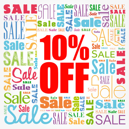 10% OFF Sale word cloud collage, business concept backgroundのイラスト素材
