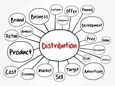 Distribution mind map flowchart, business concept for presentations and reportsのイラスト素材