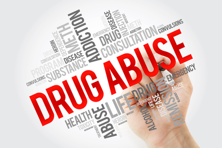 Drug Abuse word cloud with marker, health concept backgroundの写真素材