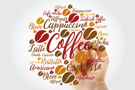 List of coffee drinks word cloud with marker, design backgroundの写真素材