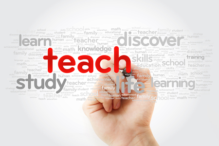 TEACH word cloud with marker, education concept backgroundの写真素材