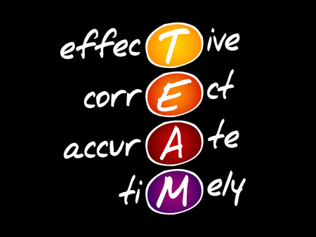 TEAM - Effective, Correct, Accurate, Timely, acronym business conceptのイラスト素材