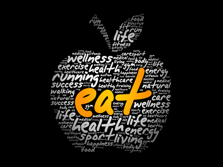 EAT apple word cloud collage, health concept backgroundのイラスト素材