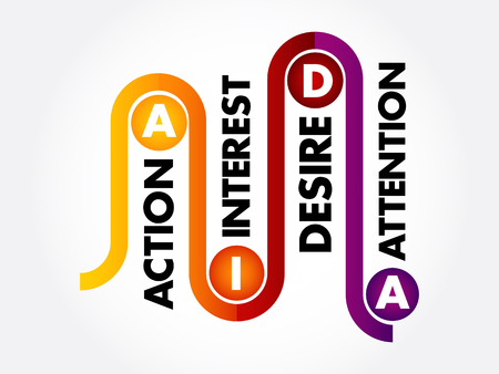 AIDA (marketing) - Attention Interest Desire Action acronym, business concept backgroundのイラスト素材