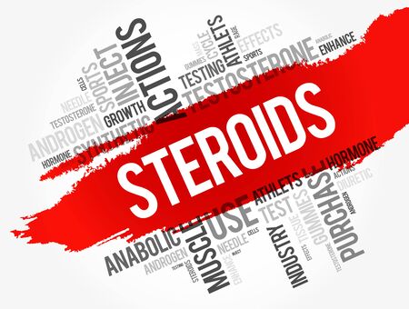Steroids word cloud collage, health concept backgroundのイラスト素材