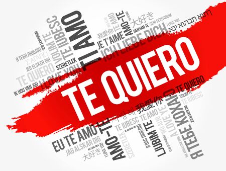 Te quiero (I Love You in Spanish) in different languages of the world, word cloud backgroundのイラスト素材