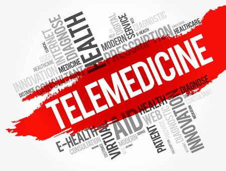 Telemedicine word cloud collage, health concept backgroundのイラスト素材